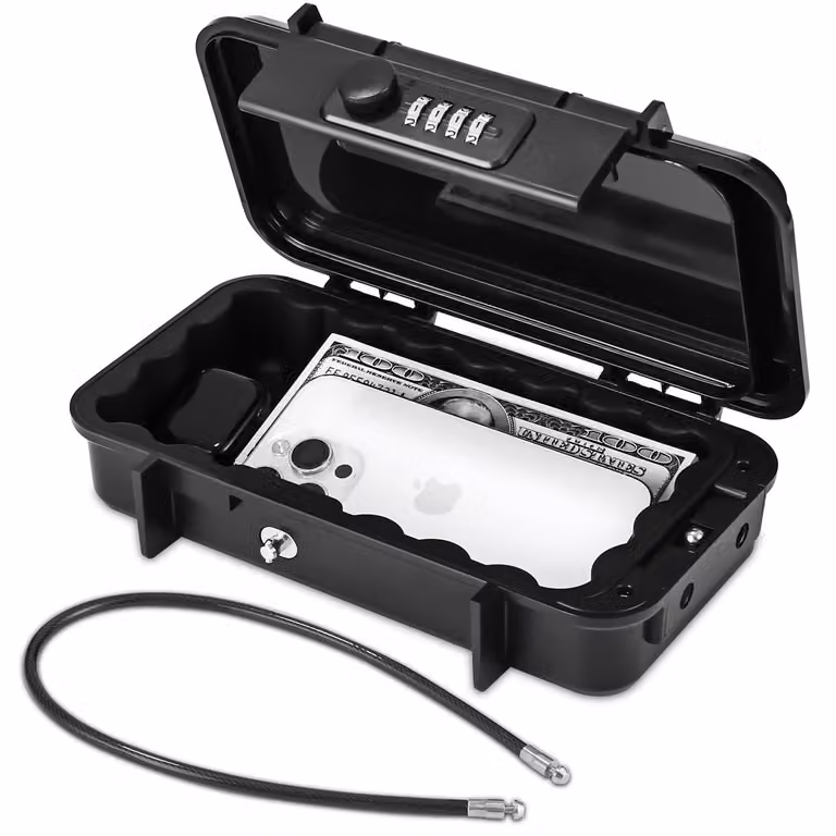Cassaforte portatile con serratura elettronica a combinazione - 14,5 x 14,1 x 5,8 cm - Plastica ABS - Colore nero