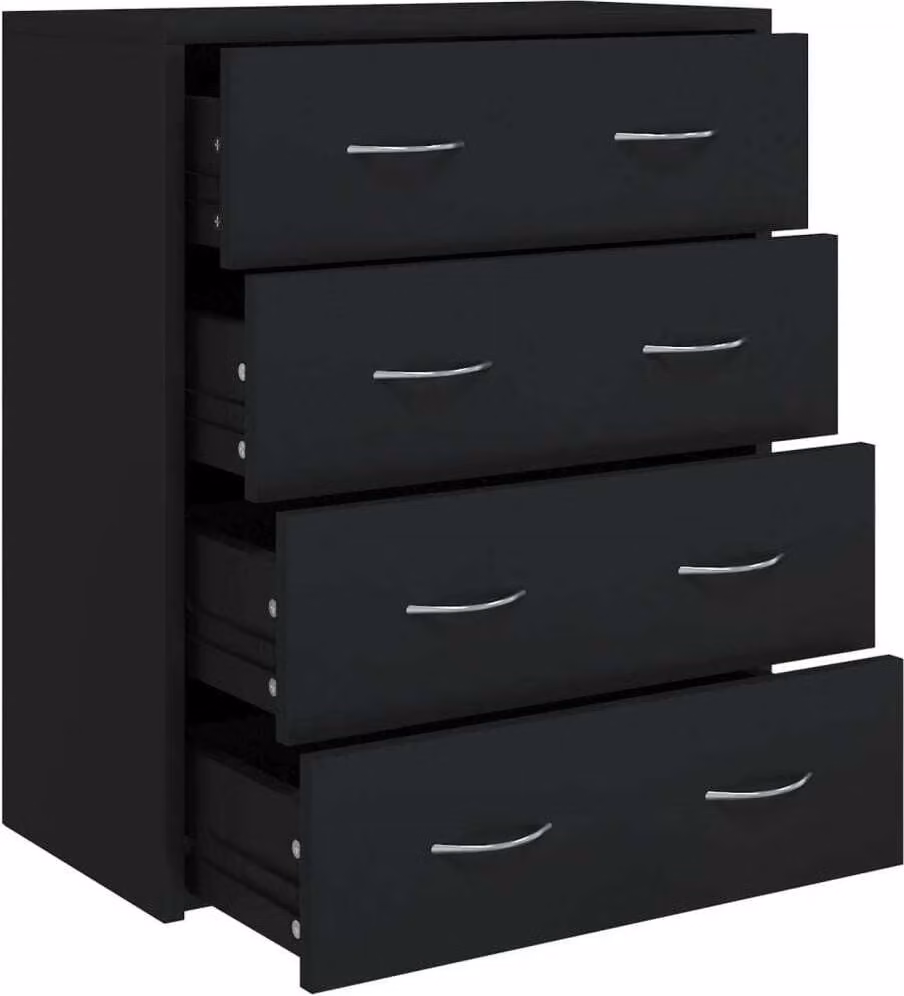 Credenza con 4 Cassetti 60x30,5x71 cm Nera