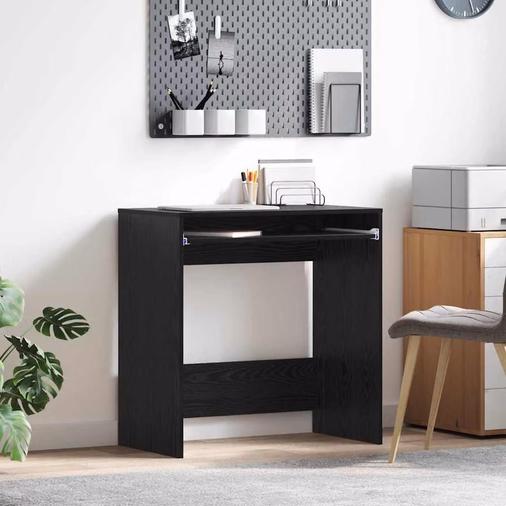 Maison Exclusive - Scrivania, finitura effetto legno nero rovere, realizzata in materiale composito