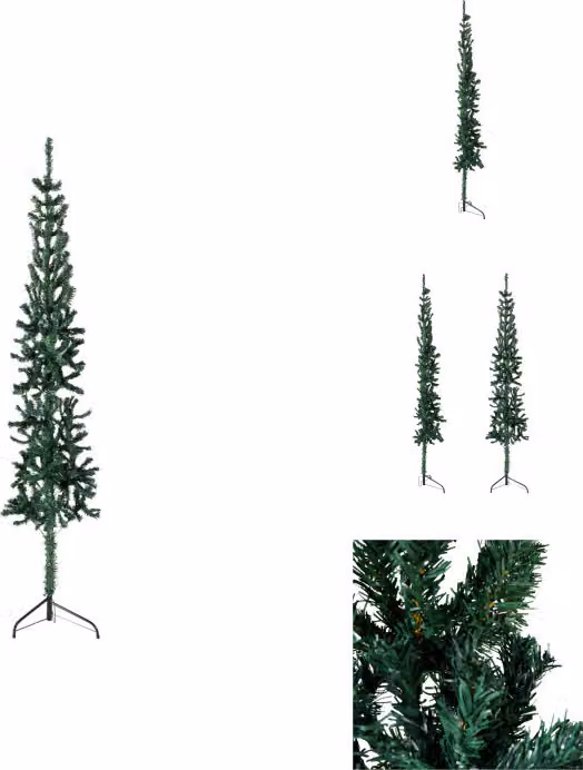 vidaXL Mezzo albero di Natale artificiale con supporto verde slim 210 cm - Alberi di Natale