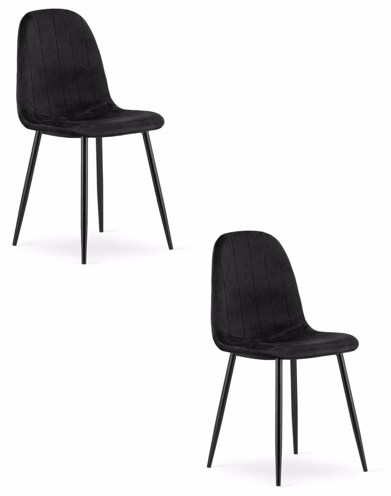 Set di 2 sedie Padva in velluto nero con gambe in metallo