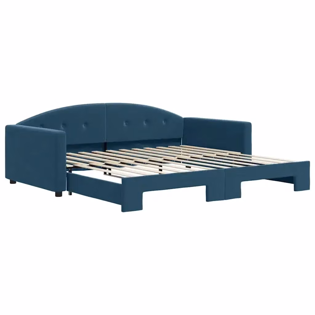 Divano Letto Moderno vidaXL in Velluto Blu con Letto Estraibile per Soggiorno e Camera da Letto L/P/H: 222 x 110 x 75 cm, Letto Estraibile 100 x 200 cm – 2