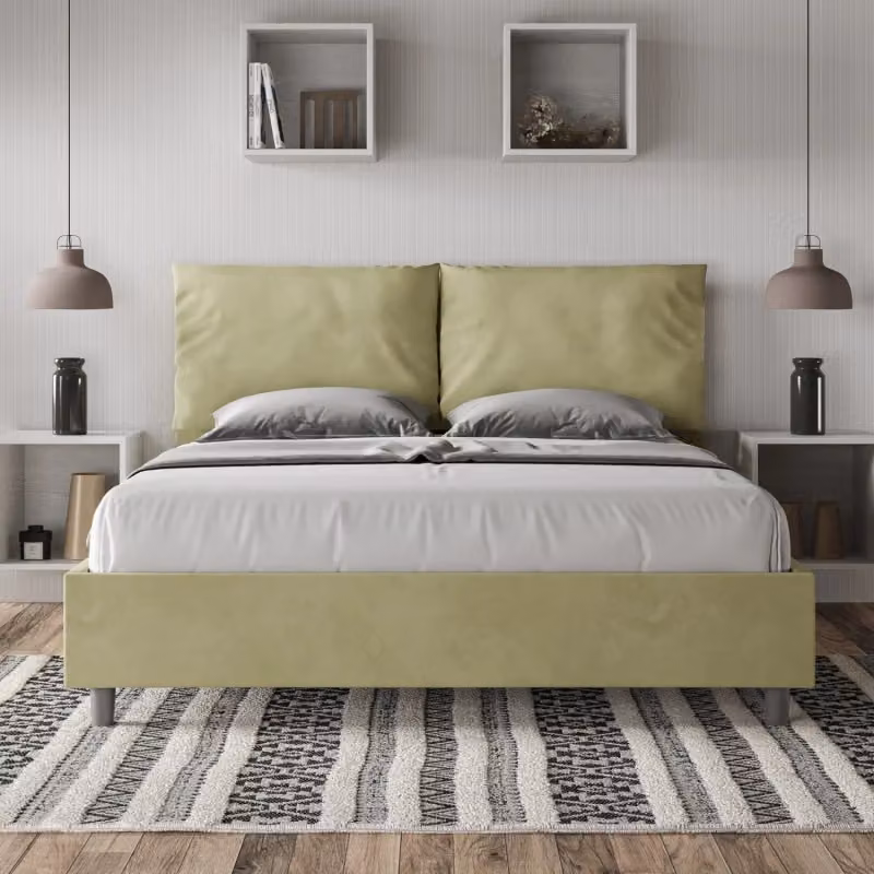 Letto matrimoniale con contenitore Antea Ityhome in microfibra verde L: 160 cm, P: 110 cm, H: 222 cm – 2