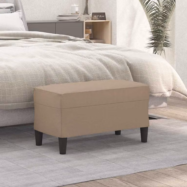 Panca moderna vidaXL in similpelle color cappuccino, L: 70 cm, P: 35 cm, H: 41 cm