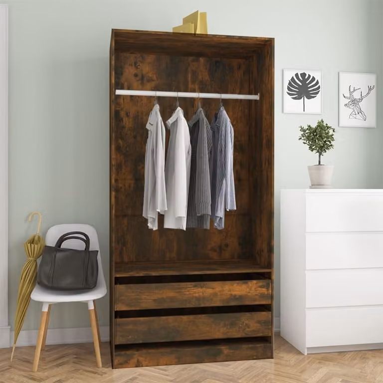 The Living Store Armadio rovere fumé 100x50x200 cm materiale legno
