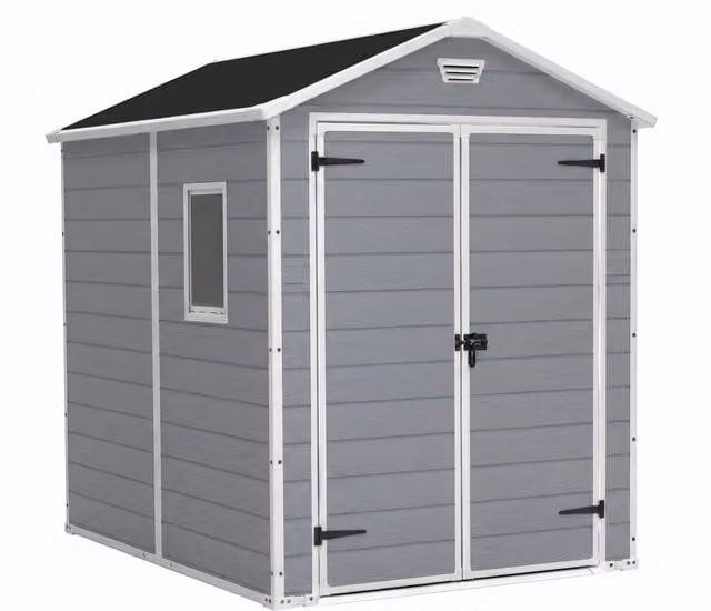 Casetta da Giardino Keter Manor 6x8 in Resina Grigia con Doppia Porta e Finestra, L/P/H: 185,8 x 227 x 236,8 cm – 1