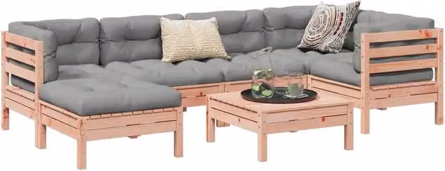 Set Divani Giardino 7 pz Cuscini Legno Massello Abete Douglas 3299539
