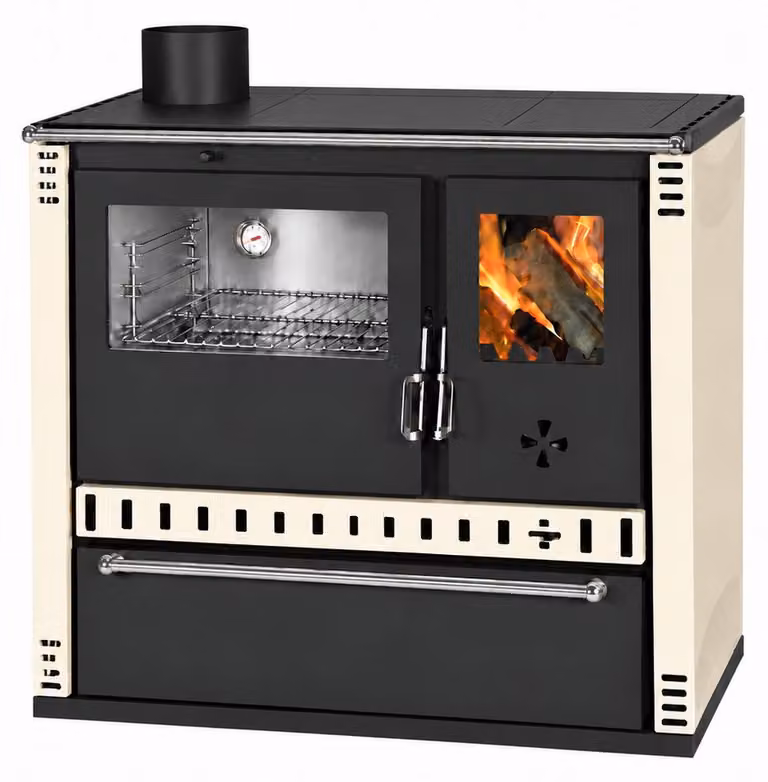 Cucina a legna PRITY GTD FI S DR 10,9 kW, Avorio, forno sinistro
