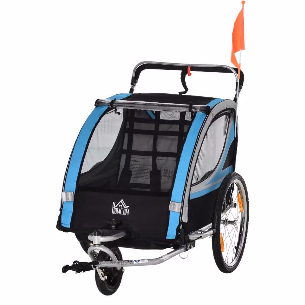 Rimorchio Bici 2 in 1 Zephmum Blu con Cintura e Tasche – 2