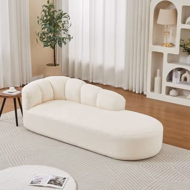 Chaise Longue Relax ¨C Minimal ¨C Crema Tessuto Chenille