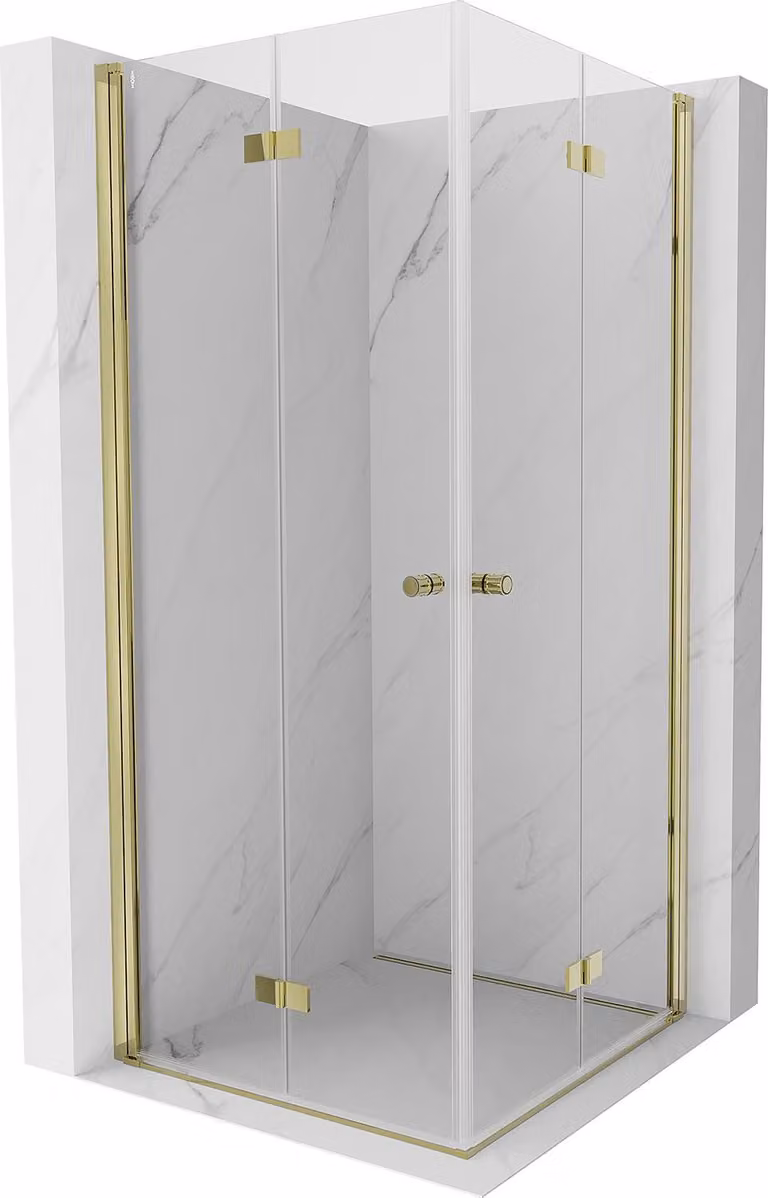 Mexen Mist-F Duo cabina doccia pieghevole 80 x 80 cm, trasparente, oro - 8A6-080L-080P-50-00