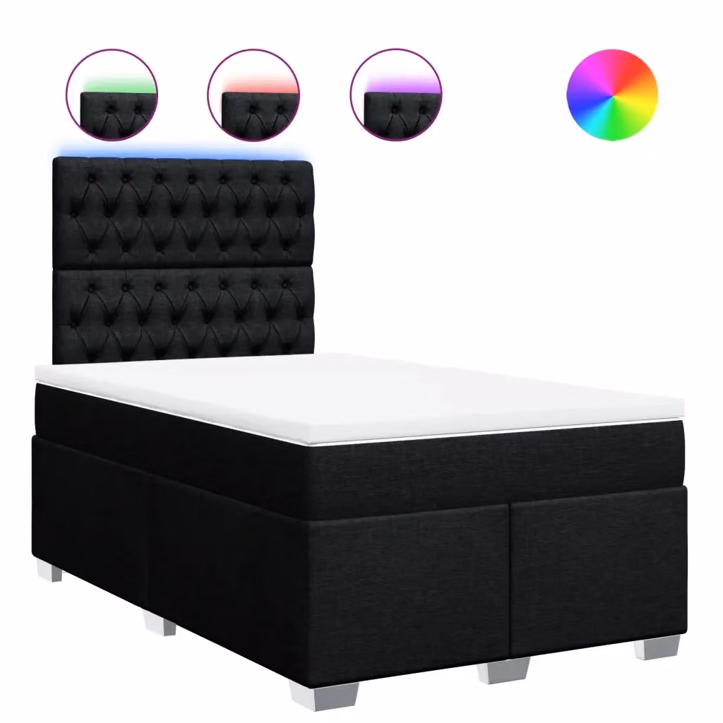 Letto Ibrido Moderno vidaXL con Illuminazione Sotto il Letto e Porta USB, Bianco e Nero, L/P/H: 120 x 200 x 150,5 cm – 2