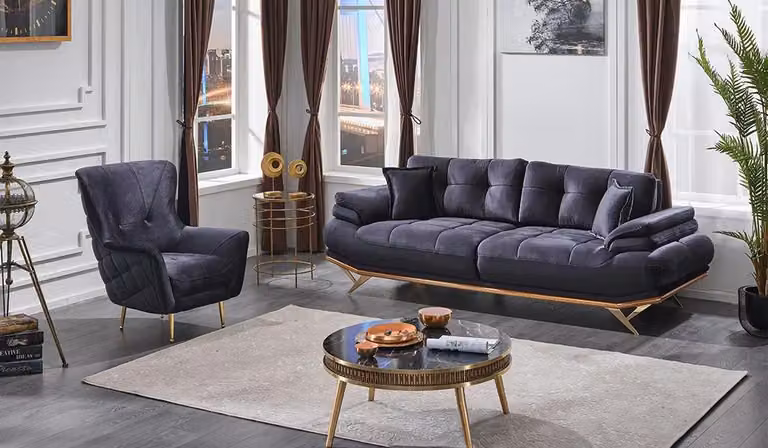 Sofas Set 2tlg Luxuriöse Wohnzimmer Set 3+1 Sitzer Luxus Polstermöbel