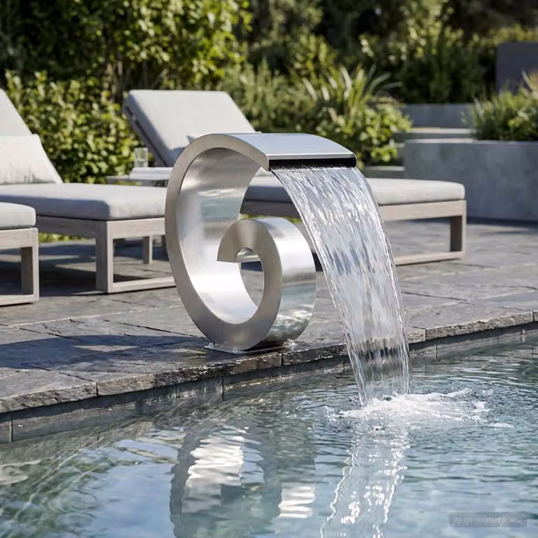 Cascata da Piscina vidaXL in Acciaio Inox con Luce LED, Colore Argento