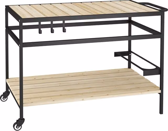 Carrello Portavivande da Giardino Giordanoshop in Legno di Abete e Acciaio, L/P/H: 107 x 65 x 80 cm, Marrone e Nero – 1
