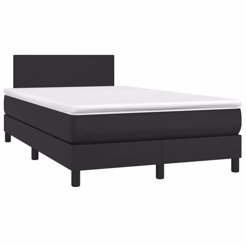 Letto a molle con materasso vidaXL in similpelle nero e bianco L/P/H: 200 x 120 x 193 cm – 2