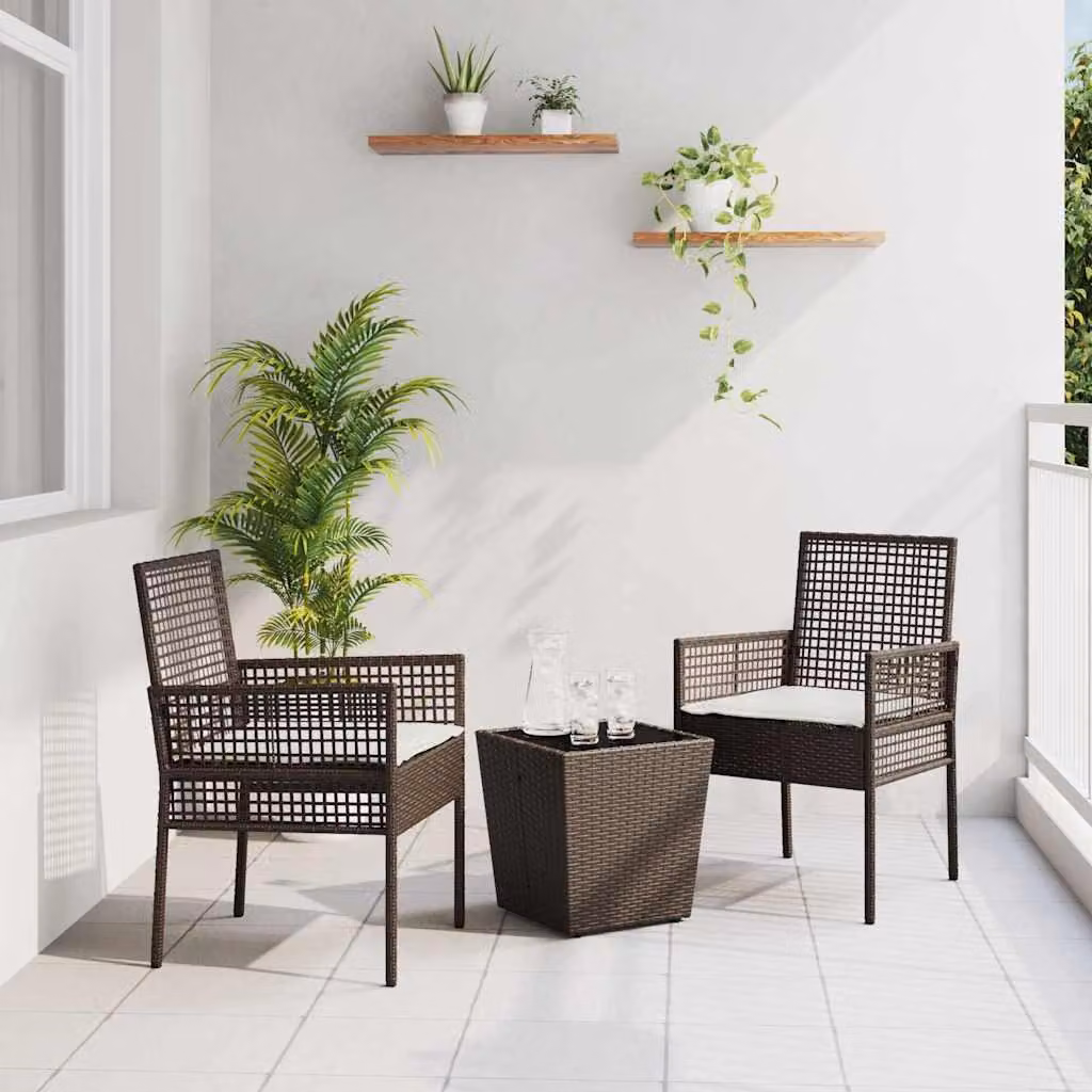 Maison Exclusive - Set Bistro da Giardino 3 pcs Marrone polyrattan