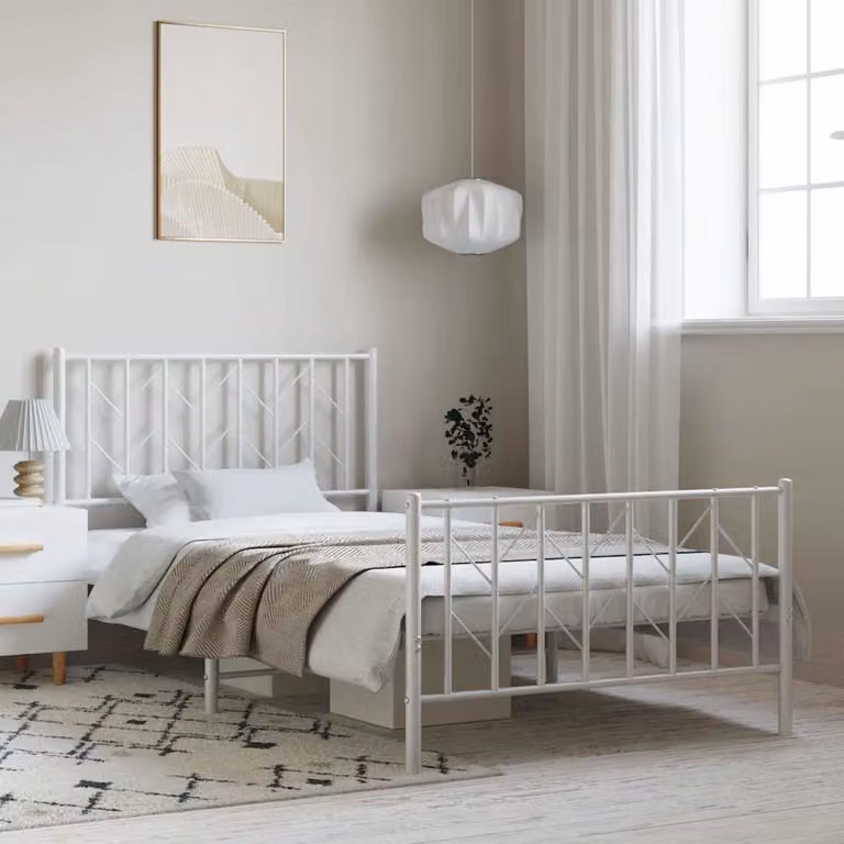vidaXL Giroletto in metallo con testiera e pediera, Bianco, 100 x 200 cm