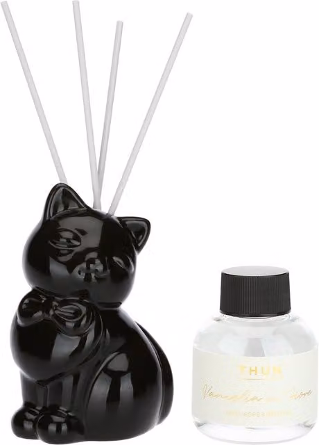 Diffusore a bastoncini Thun Gourmand a forma di gatto in ceramica nera