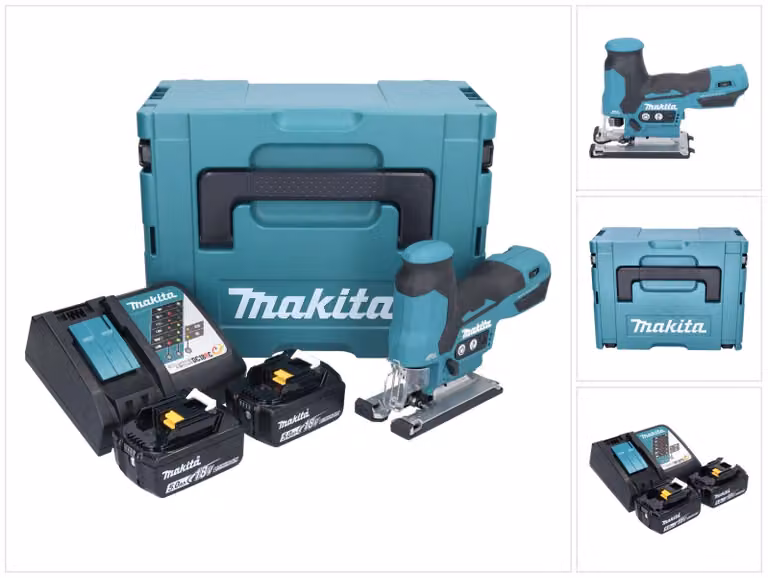 Seghetto alternativo a batteria Makita DJV 185 RTJ 18 V brushless + 2 batterie da 5,0 Ah + caricabatterie + Makpac