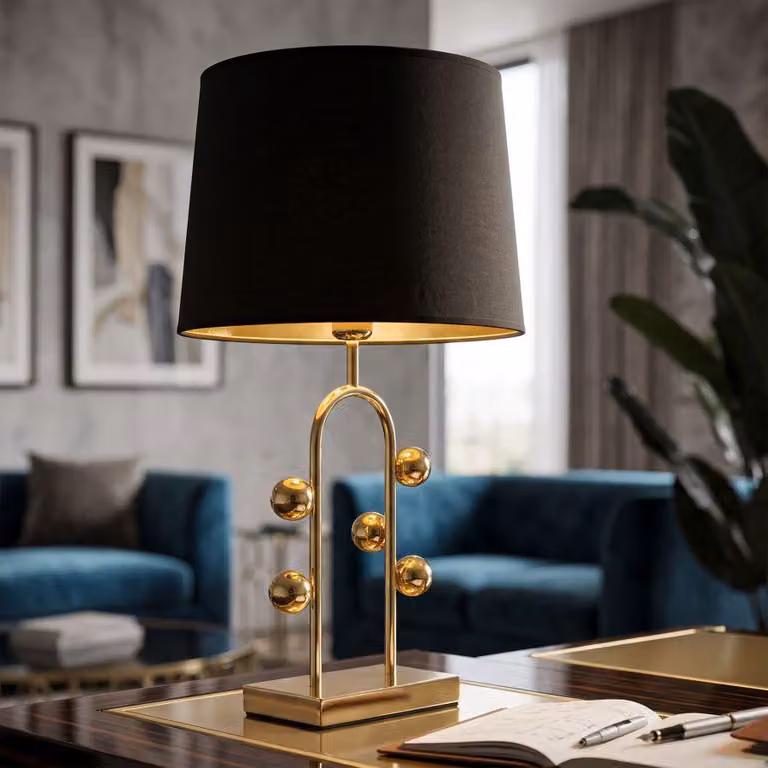 Mauro Ferretti lampada da tavolo bolla E27 Ø 32,5x61 cm nero oro
