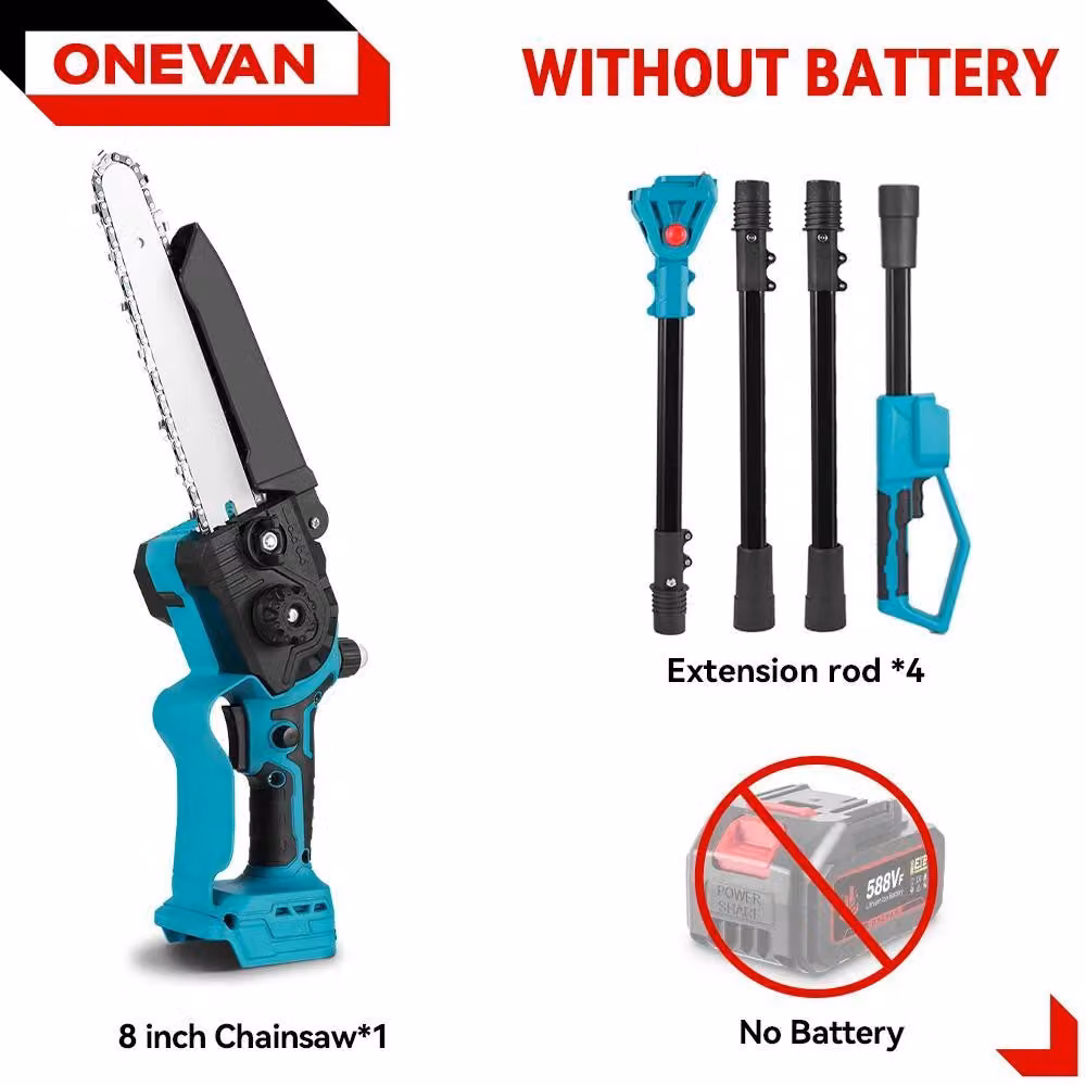 Sega telescopica per rami - Motosega - Motore brushless - Lunghezza lama 20 cm - Potenza 4500 W - Compatibile con 18 V - Senza batteria - Braun