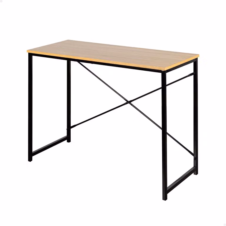 Scrivania per computer, dimensioni 100 x 40 x 70 cm, piano in legno con struttura in acciaio nero, ideale per l'ufficio
