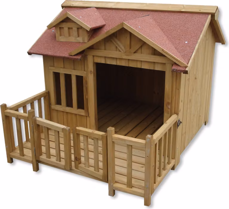 Cuccia per cani XL Wiltec 93,5 x 77,5 x 70 cm, marrone, casetta per cani in legno con veranda, tana per cani da esterno per balcone giardino terrazza