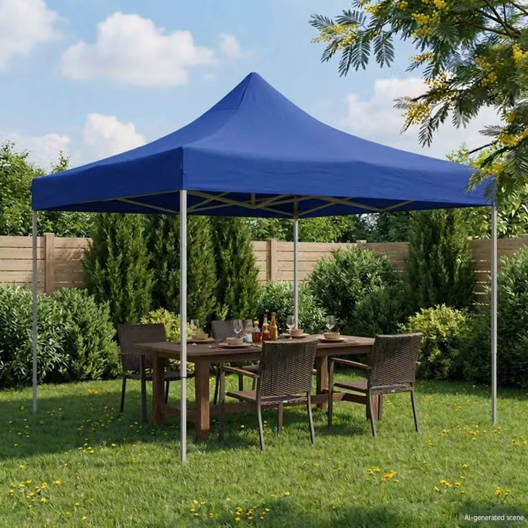 Tenda Party vidaXL in tessuto Oxford e PVC, Blu e Bianco, L/P/H: 291 x 291 x 315 cm