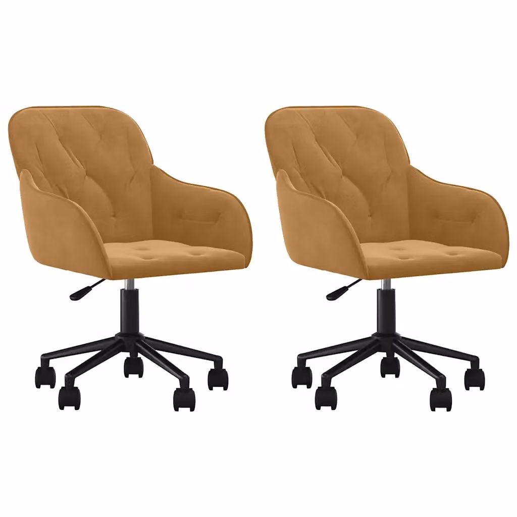 Set di 2 sedie da pranzo girevoli vidaXL in velluto marrone con ruote – 2