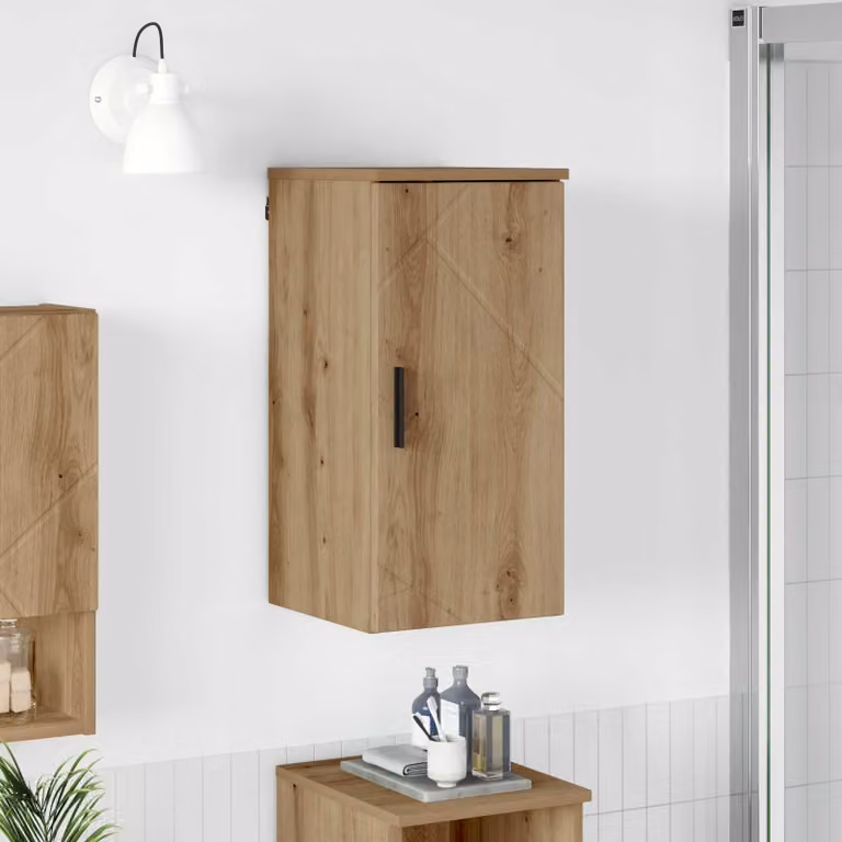 Mobile da bagno moderno vidaXL in rovere con ante a battente, colore marrone e nero, L/P/H: 30 x 31,5 x 61 cm