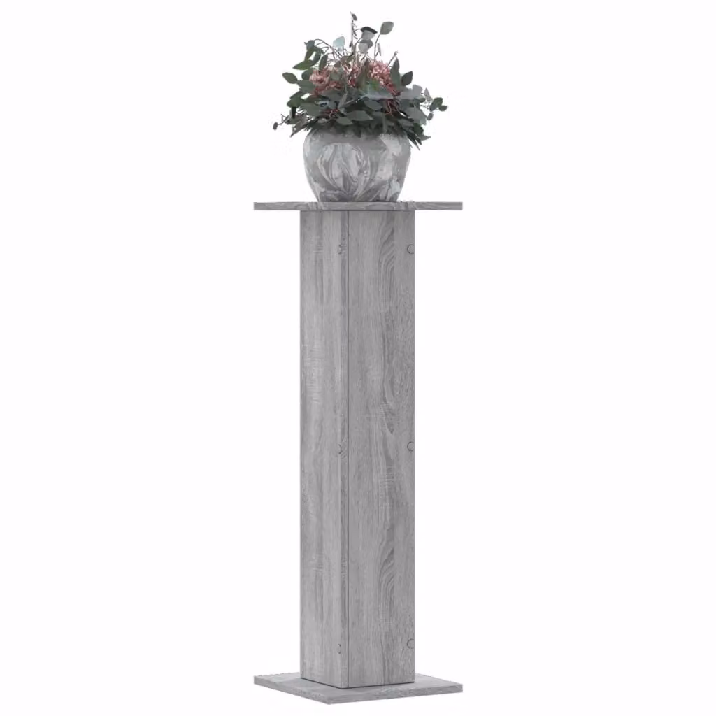 Set di 2 supporti per piante vidaXL in truciolato color grigio Sonoma, L/P/H: 30 x 30 x 95 cm