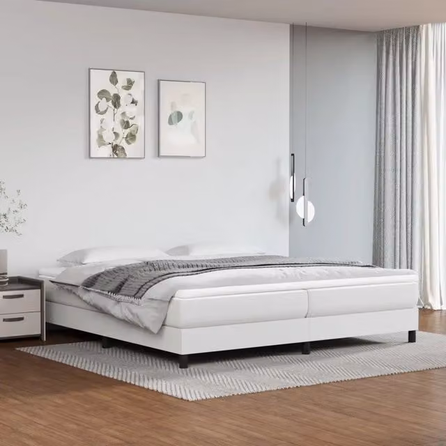 Letto con Giroletto a Molle e Materasso Ibrido vidaXL in Similpelle Bianco L 200 cm x P 200 cm x H 25 cm – 1