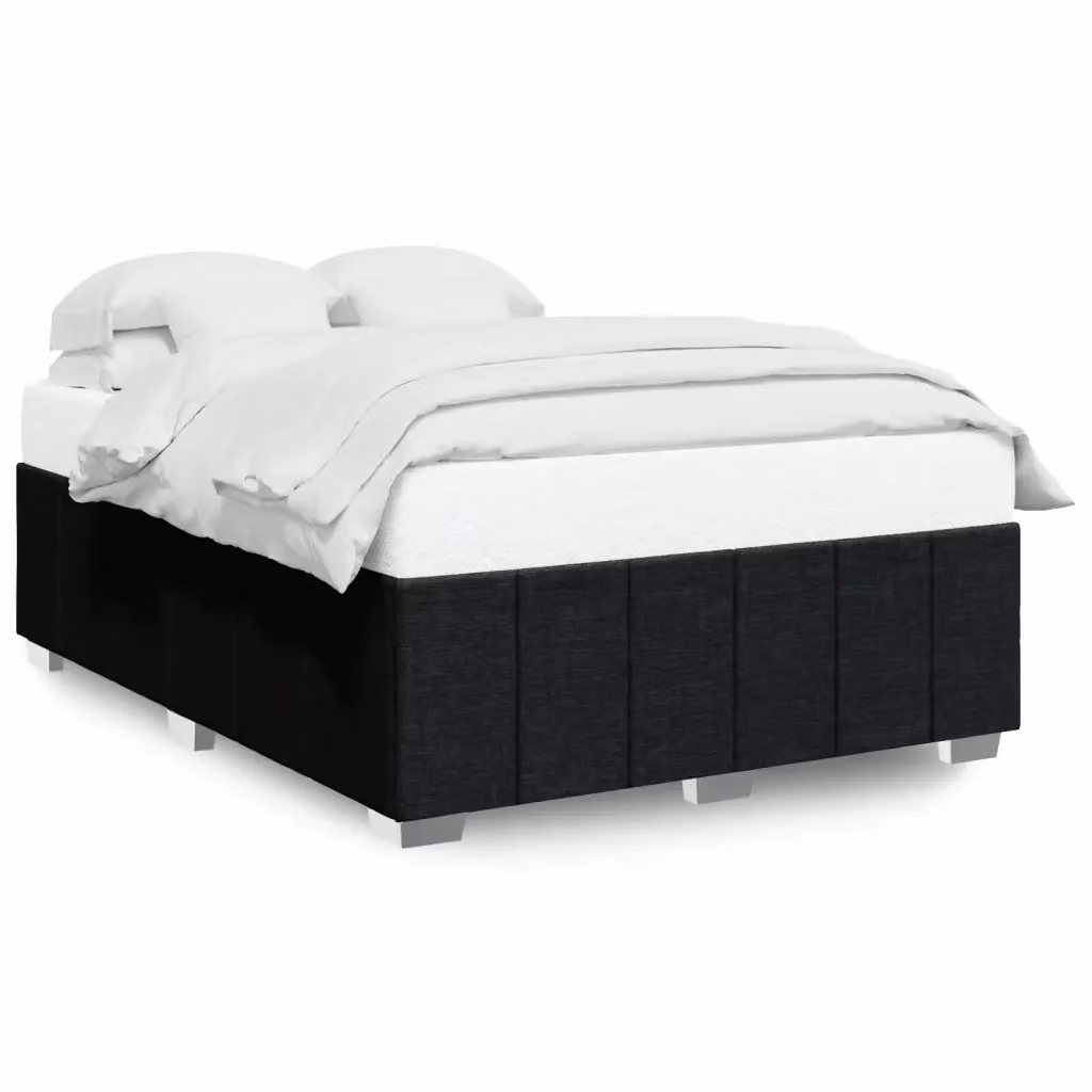 Giroletto vidaXL in tessuto nero con doghe in legno L/P: 140 x 190 cm – 2