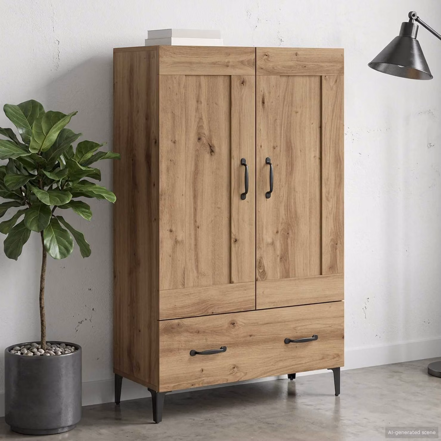 Credenza vidaXL in rovere color marrone con design minimalista, L: 70 cm, P: 31 cm, H: 115 cm