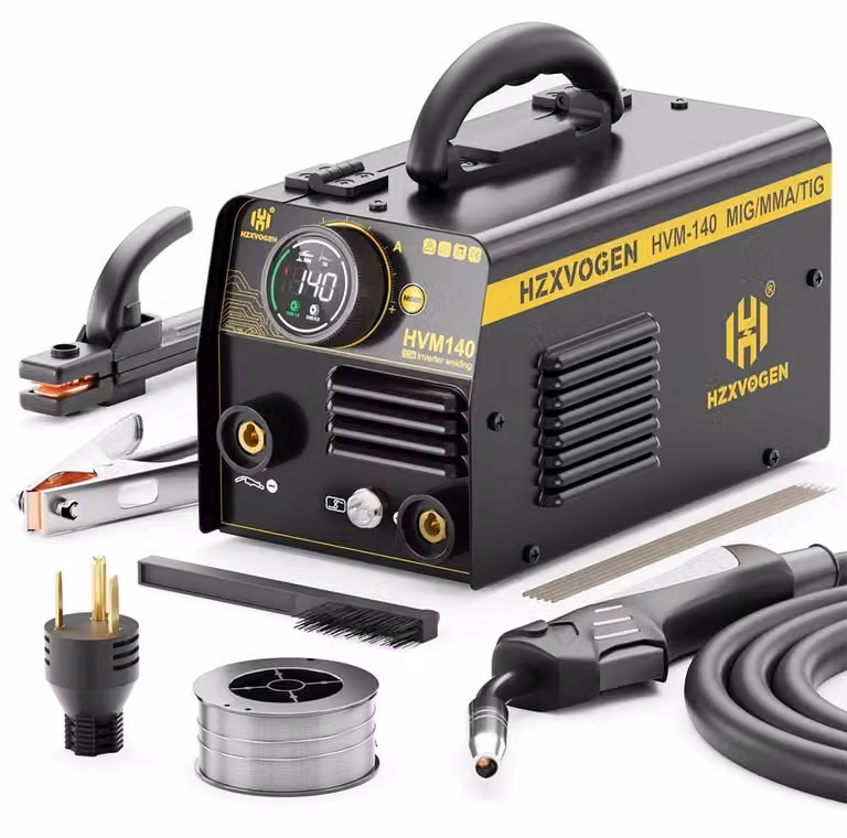 Saldatrice 3 in 1 MIG/MMA/Lift-TIG - Inverter HVM140 - IGBT - MIG senza gas (filo animato) - Controllo sinergico - Alimentazione automatica del filo - 29x16x15 cm - Rosso ruggine