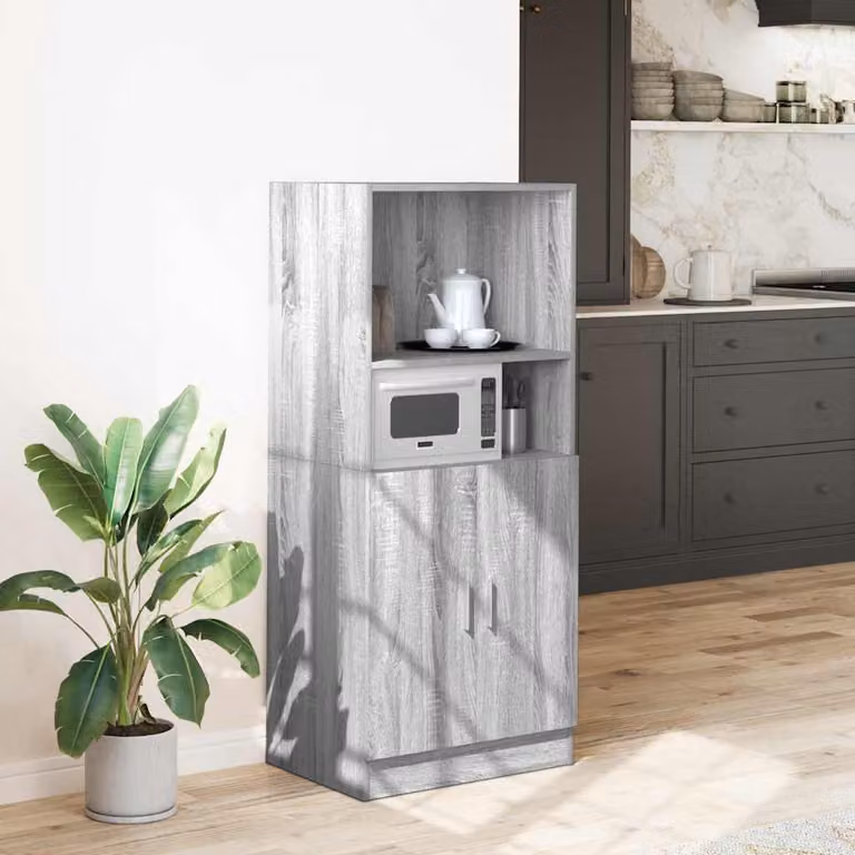 Armadietto da cucina moderno vidaXL Grigio in MDF con ante a battente e ripiani interni L/P/H: 57 x 41,5 x 131,5 cm