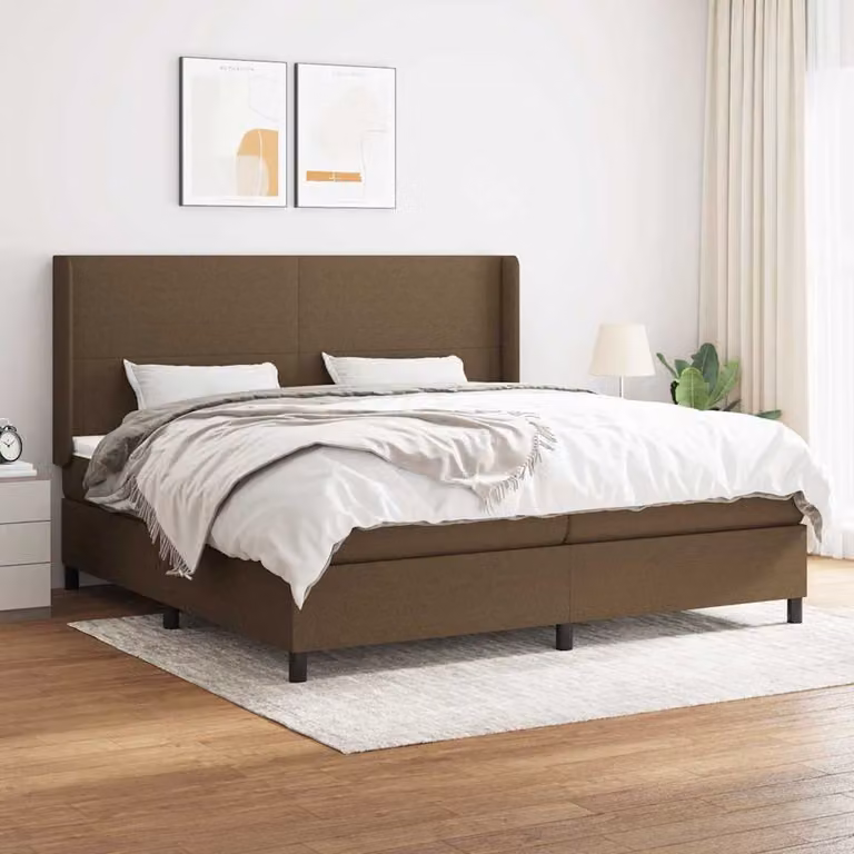 vidaXL Letto Ibrido con Giroletto a Molle e Materasso, Marrone e Bianco, L/P/H: 203 x 203 x 128 cm