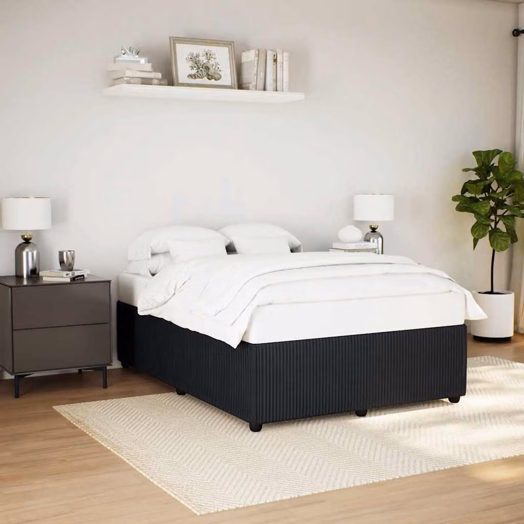 vidaXL Giroletto senza Materasso in Velluto Nero L/P: 140 x 200 cm – 1