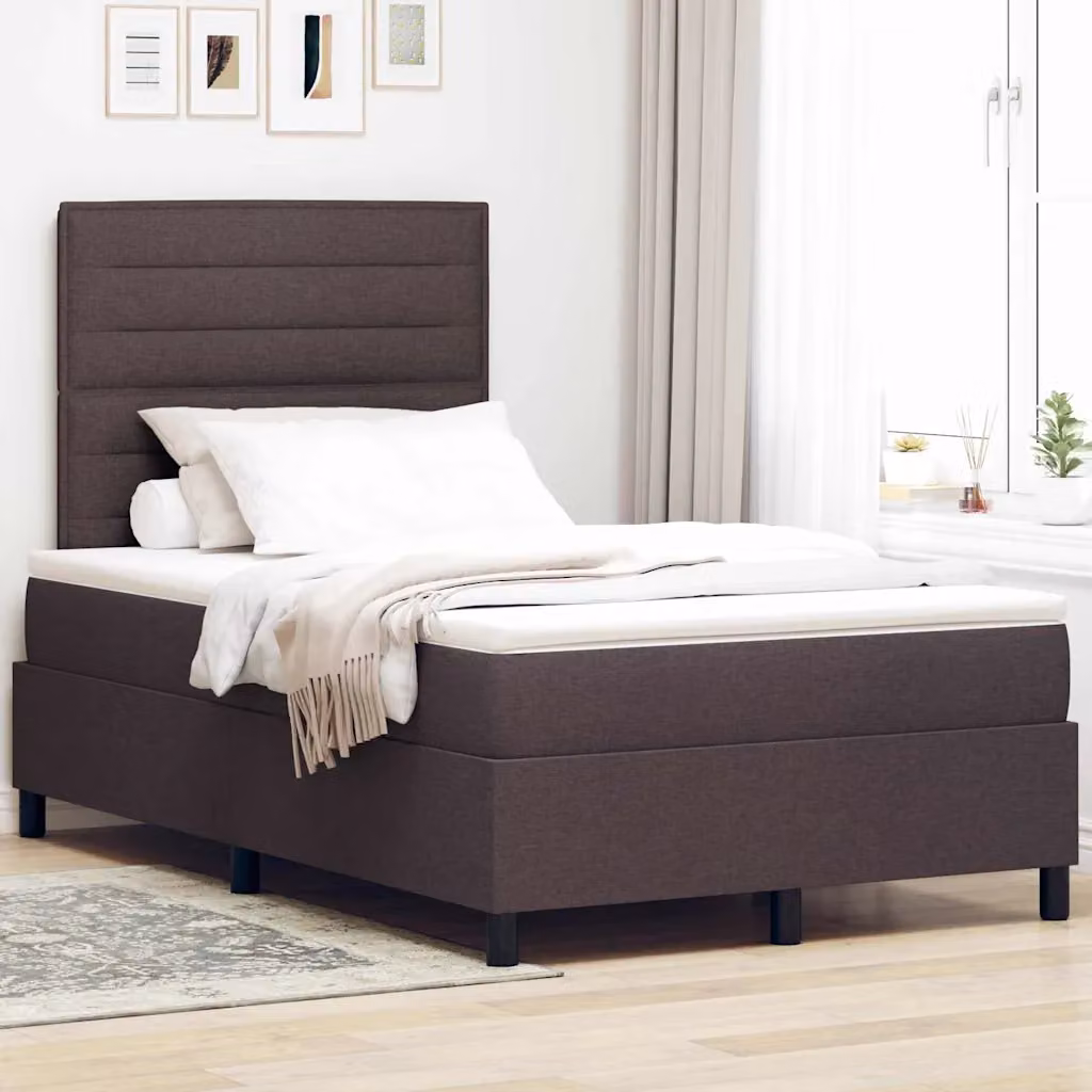 Letto a molle con materasso vidaXL in tessuto marrone scuro L/P/H: 120 x 200 cm