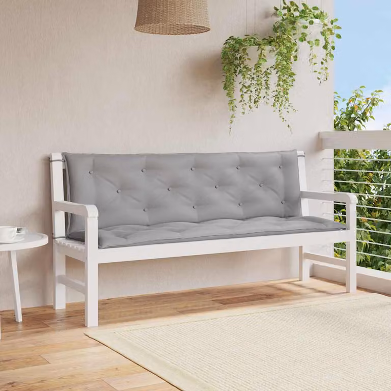 Set di 2 cuscini per panca vidaXL grigi in tessuto Oxford impermeabile e traspirante L 150 cm x P 50 cm x H 7 cm