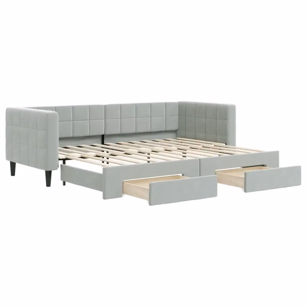 Divano Letto Estraibile con Cassetti vidaXL in Velluto Grigio L: 80 cm, P: 200 cm – 2