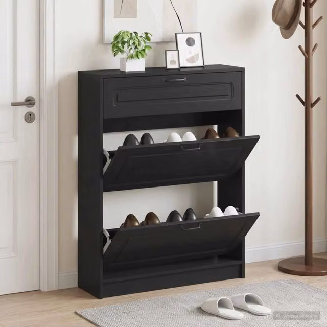 Mobile per scarpe moderno vidaXL nero L: 78 cm, P: 24 cm, H: 100 cm – 1