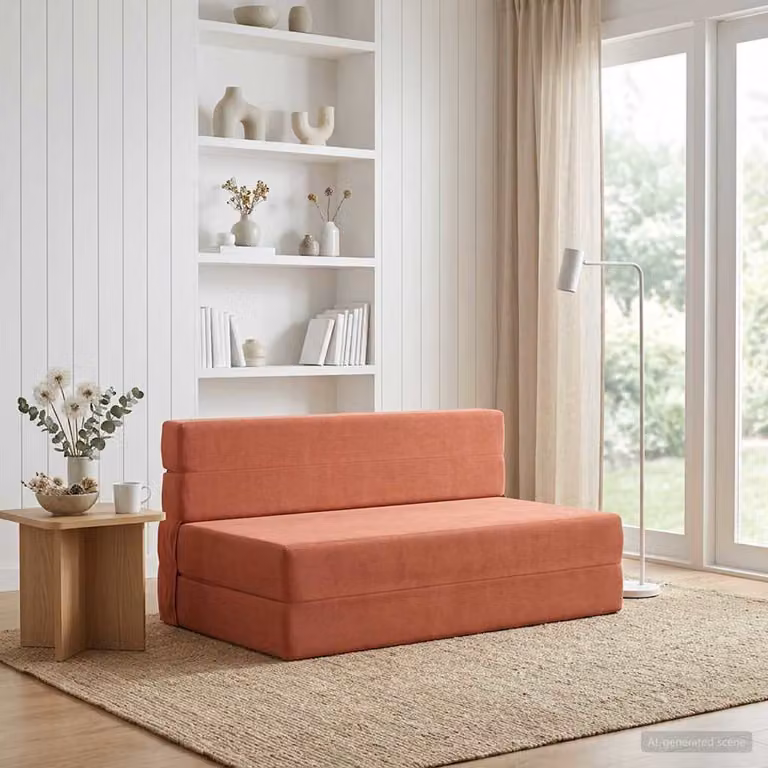 vidaXL Divano Letto Pieghevole Moderno Rosso Arancio L: 152 cm, P: 86,5 cm, H: 60 cm