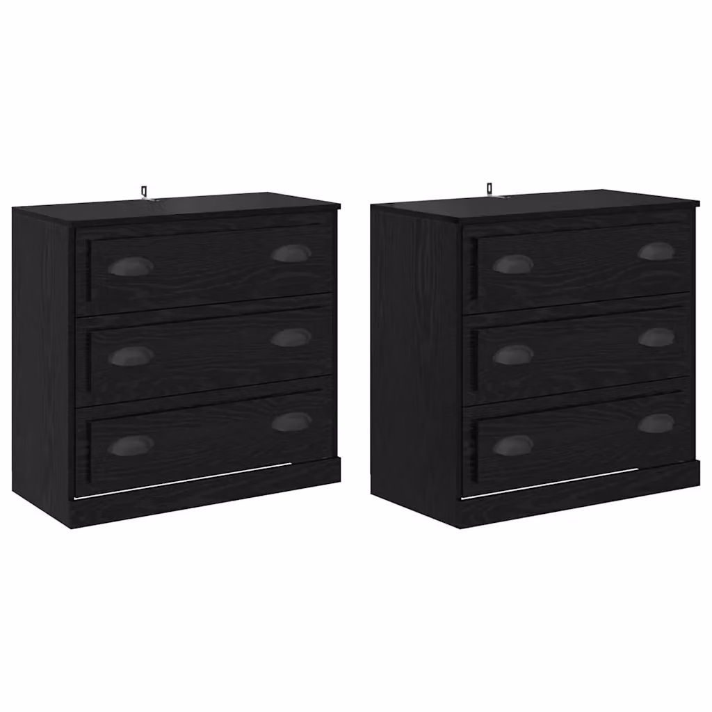 Set di 2 Sideboard Moderni vidaXL in Rovere Nero e Metallo, L/P/H: 70 x 35,5 x 67,5 cm – 2