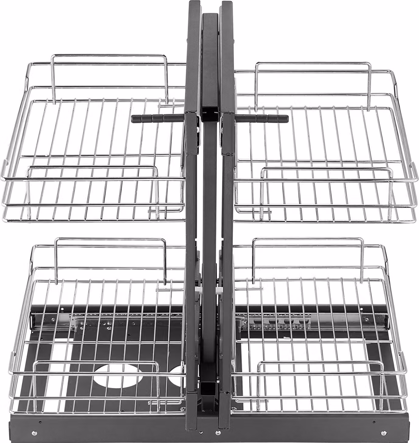 SucceBuy Organizzatore estraibile per angoli ciechi con apertura a L Min 15" - 2 livelli 4 ripiani cesto portaoggetti per mobili da cucina Acciaio al carbonio, estraibile, compatibile con apertura a destra e a sinistra, soluzione salvaspazio