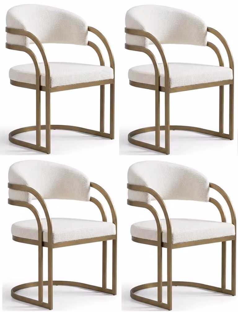 Set di quattro sedie beige: sedie da sala da pranzo, sedie da cucina e da sala da pranzo