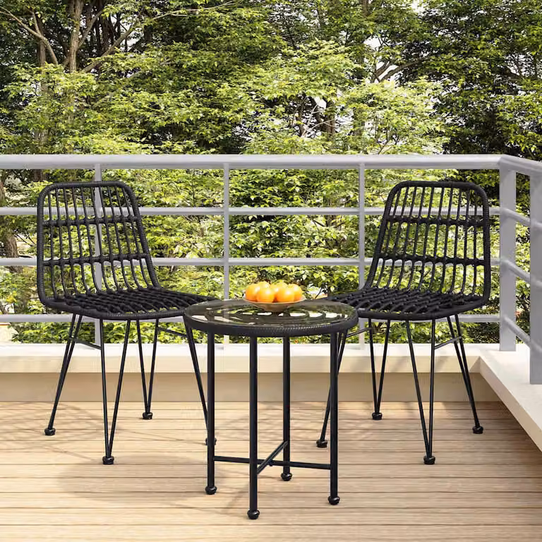Set di 2 sedie da giardino vidaXL in rattan PE nero con braccioli L/P/H: 47 x 48 x 84 cm