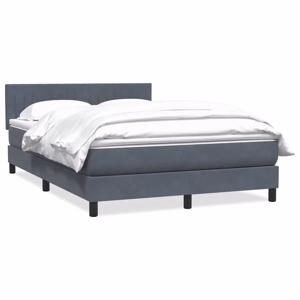 vidaXL Giroletto a Molle Ibrido con Materasso in Velluto Grigio e Bianco L: 160 cm, P: 213 cm