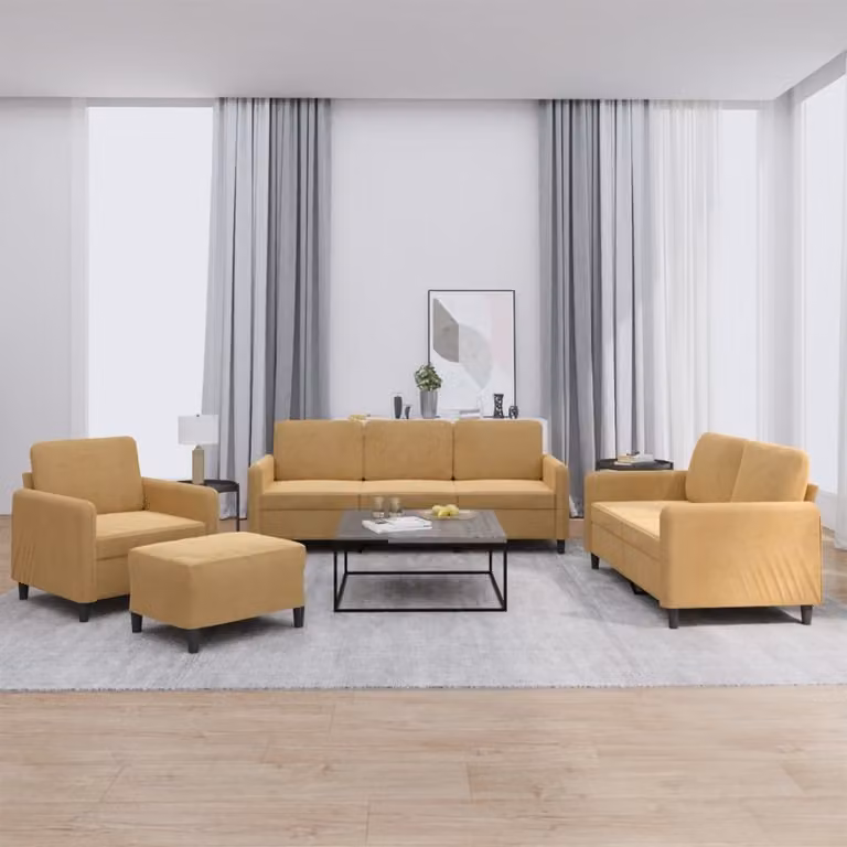 Set di Divani 4 pz Marrone in Velluto